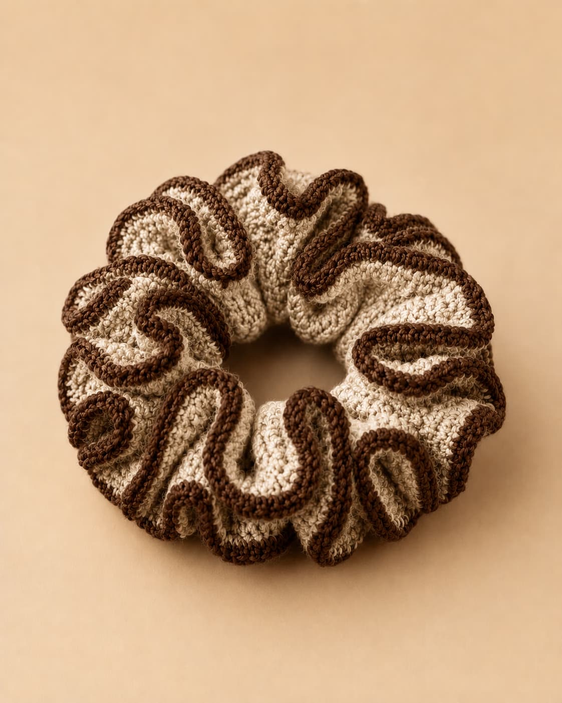 Bloom Scrunchie in Cocoa + Pebble, front hero.