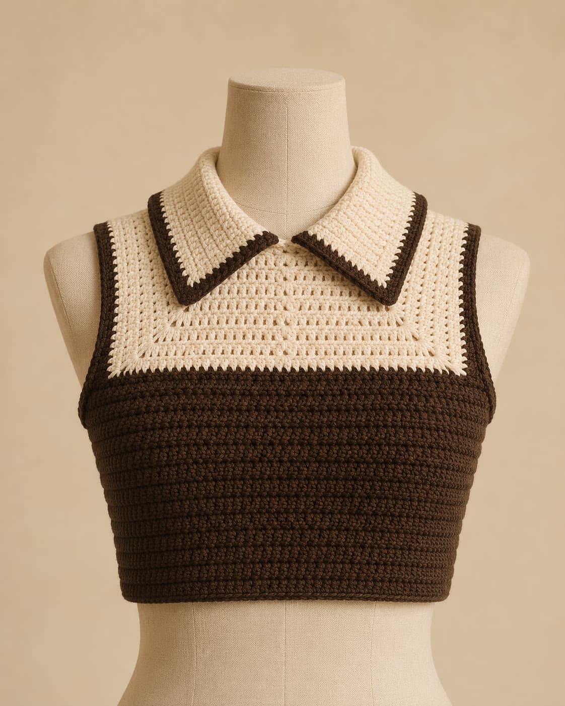 Ember Crop Top in Cocoa + Oat, front hero.