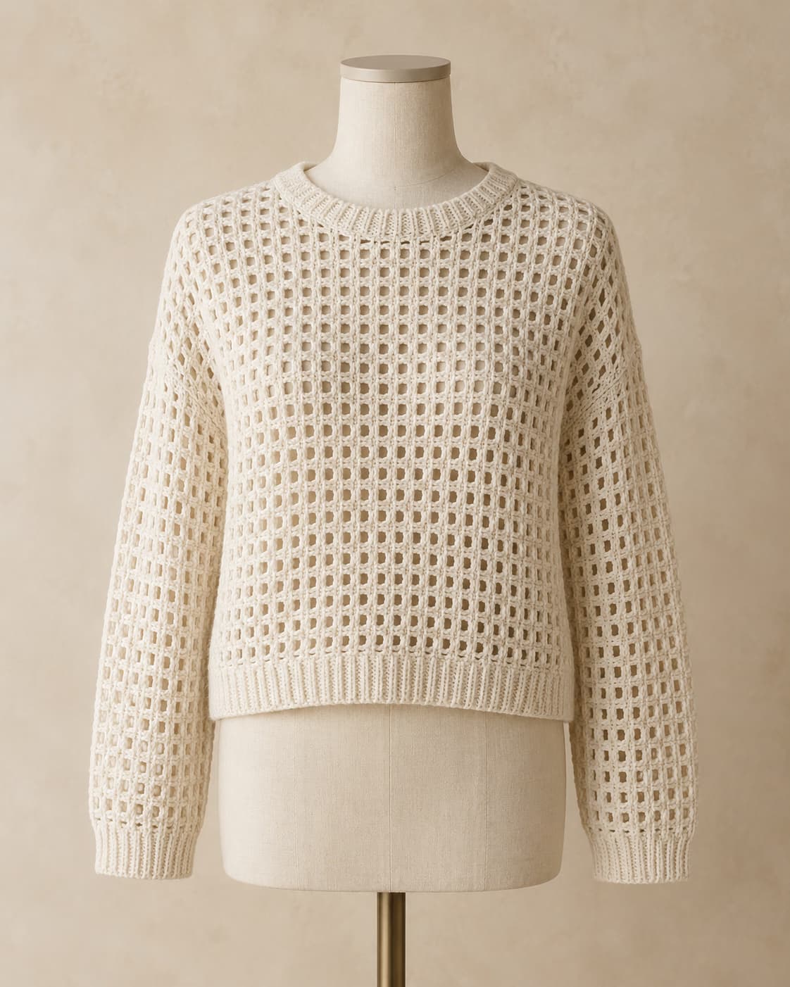 Mossline Sweater in Oat, front hero.