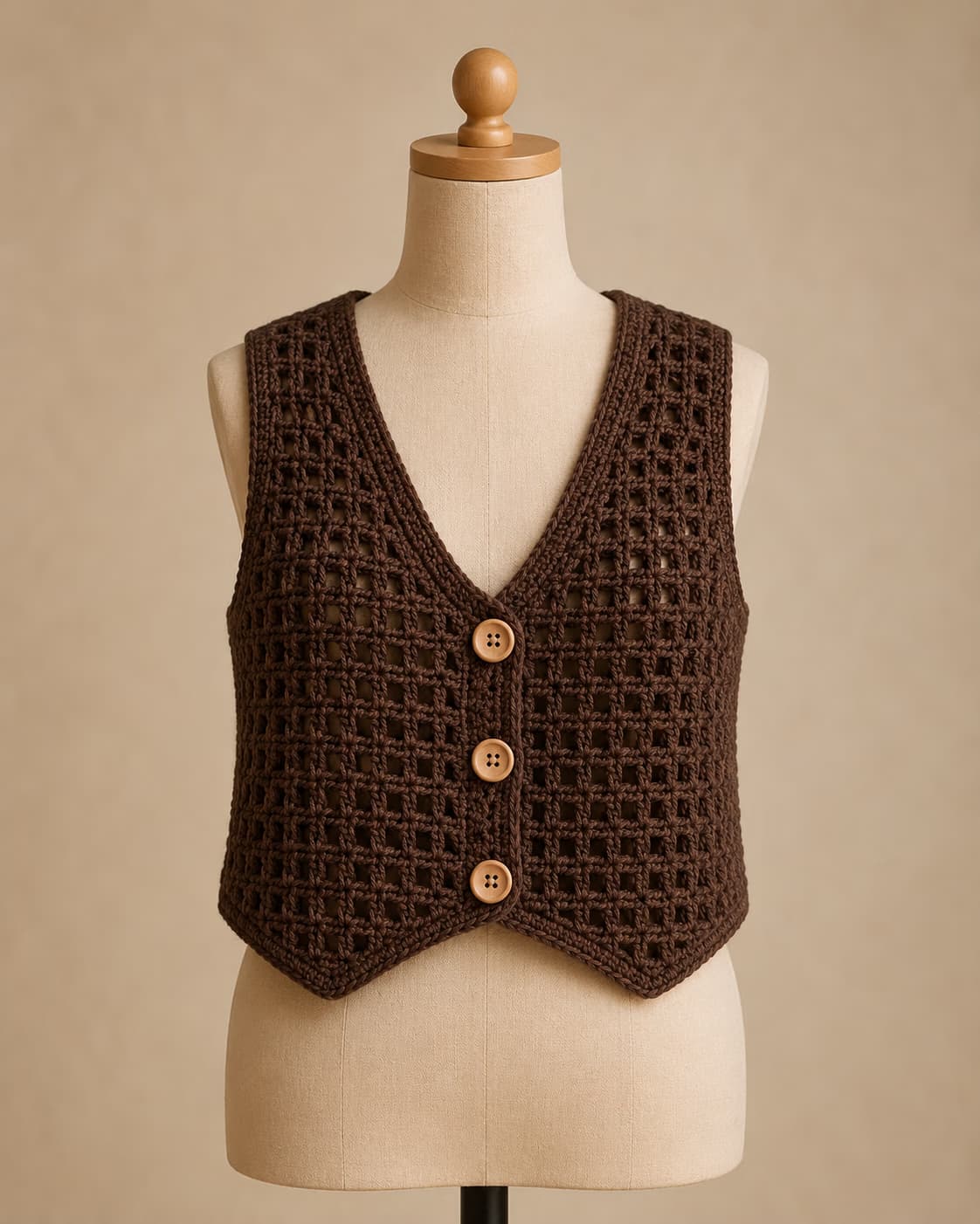 Root Vest in Cocoa, front hero.